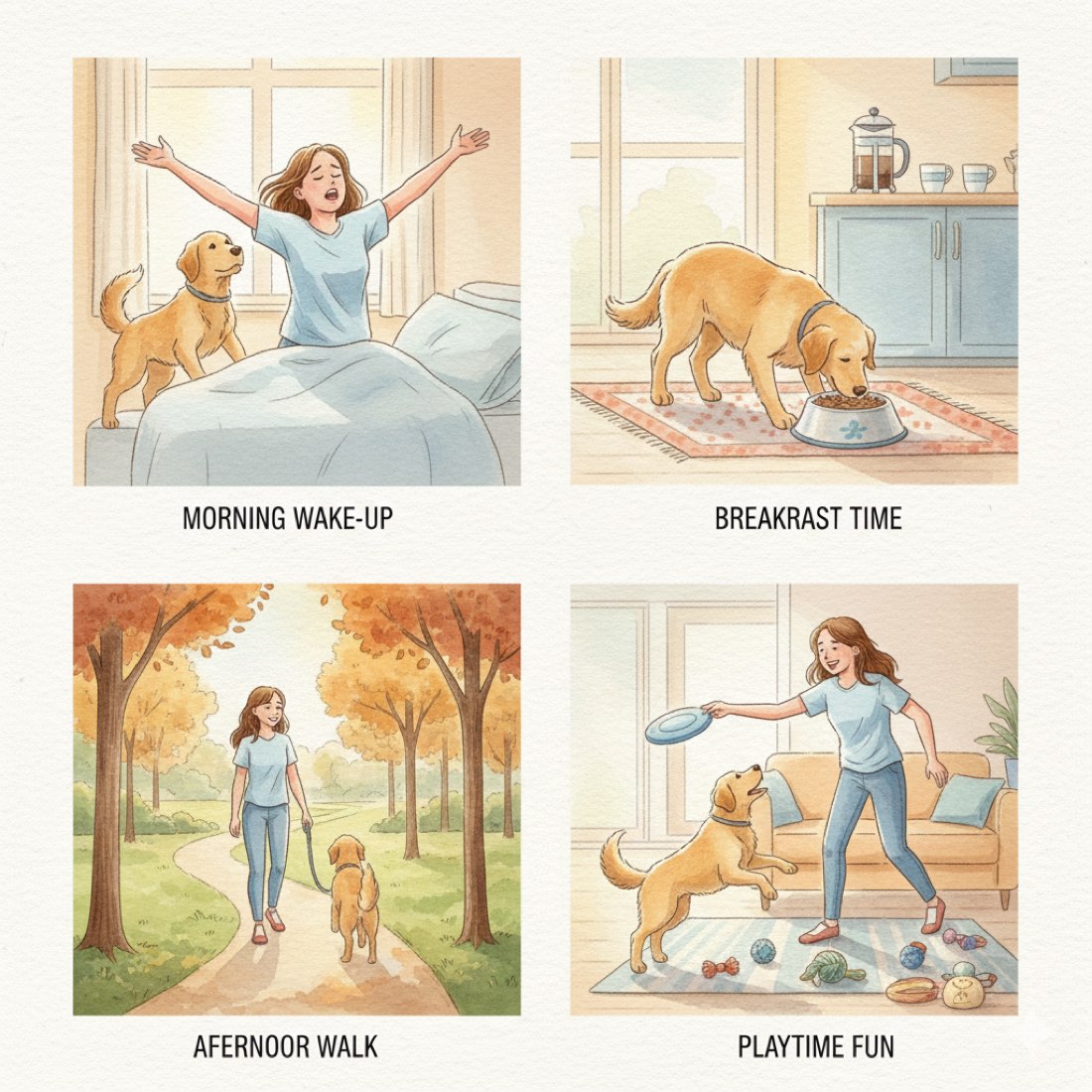 A calm daily routine with a settled dog
